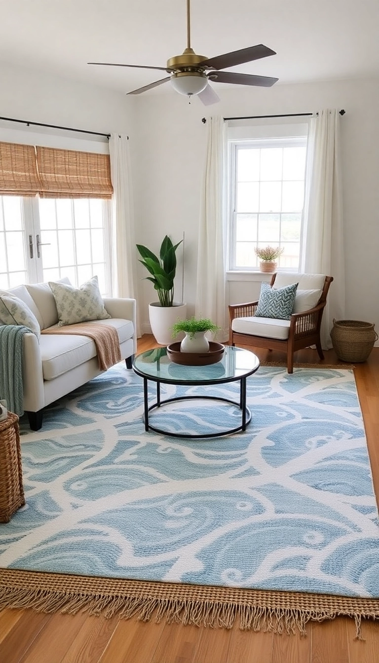 20 Coastal Interior Design Ideas That'll Make You Feel Like You're on Vacation Every Day! - 15. Coastal-Inspired Rugs