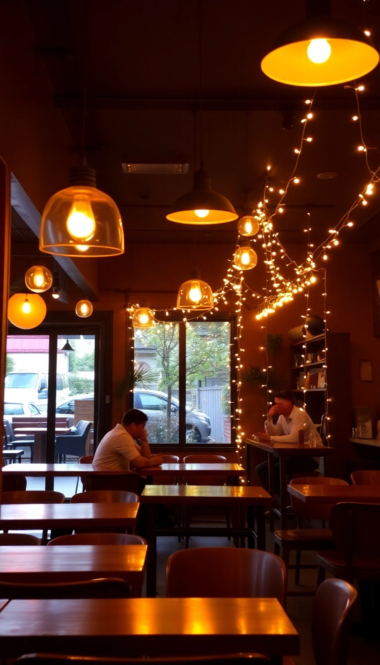 10 Cozy Cafe Interior Ideas That'll Make You Want to Stay All Day! - 3. Warm Lighting