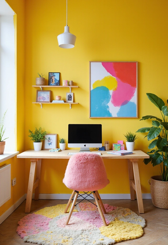 20 Stunning Small Office Interior Designs That'll Inspire Your Next Makeover (You’ll Love #12!) - 5. Bold and Bright