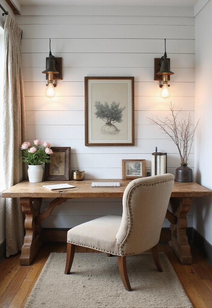 20 Stunning Small Office Interior Designs That'll Inspire Your Next Makeover (You’ll Love #12!) - 10. Farmhouse Flair