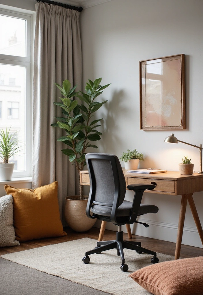 20 Stunning Small Office Interior Designs That'll Inspire Your Next Makeover (You’ll Love #12!) - 17. Contemporary Comfort