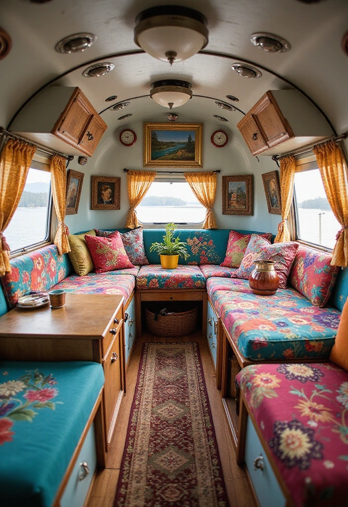 21 Modern Airstream Interior Inspirations That Will Blow Your Mind! - 12. Colorful Eclectic Mix