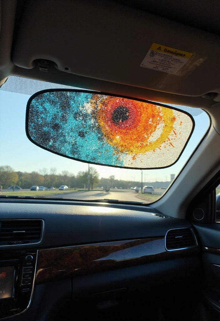 20 Modern Car Decorations for a Chic Interior Vibe (You Won't Want to Leave!) - 7. Artistic Sunshade