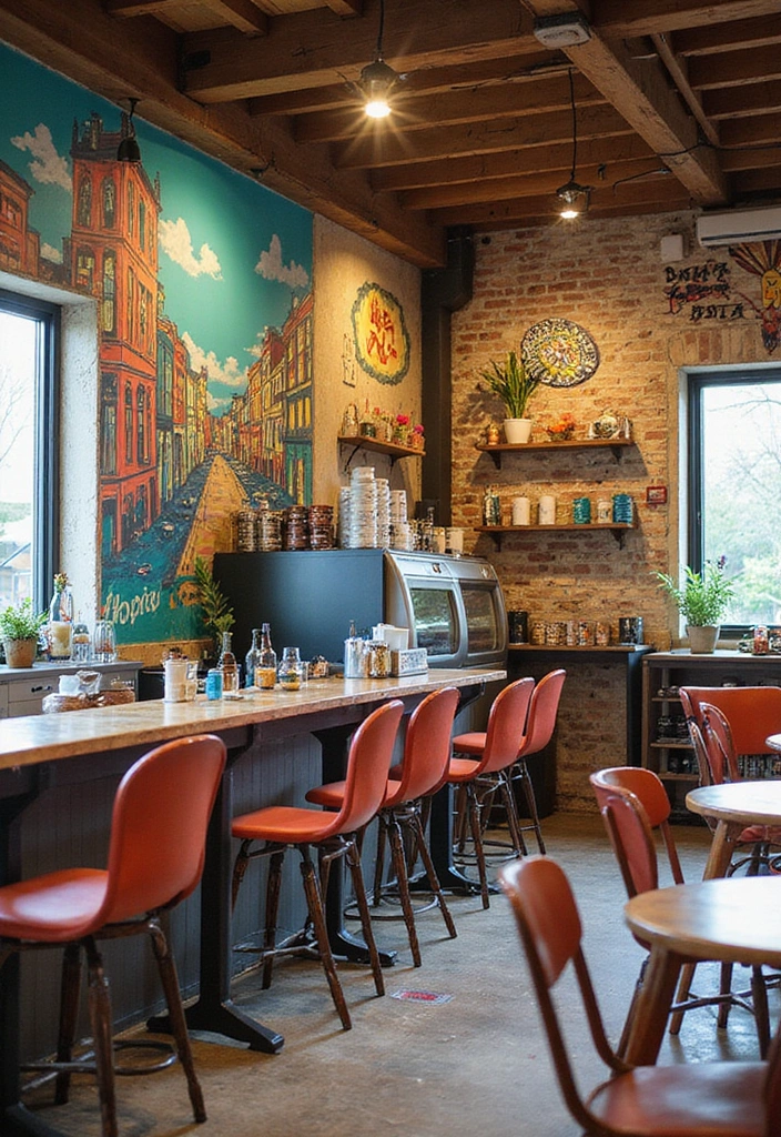 20 Modern and Rustic Cafe Interior Designs That Will Transform Your Space! - 8. Artistic Expression