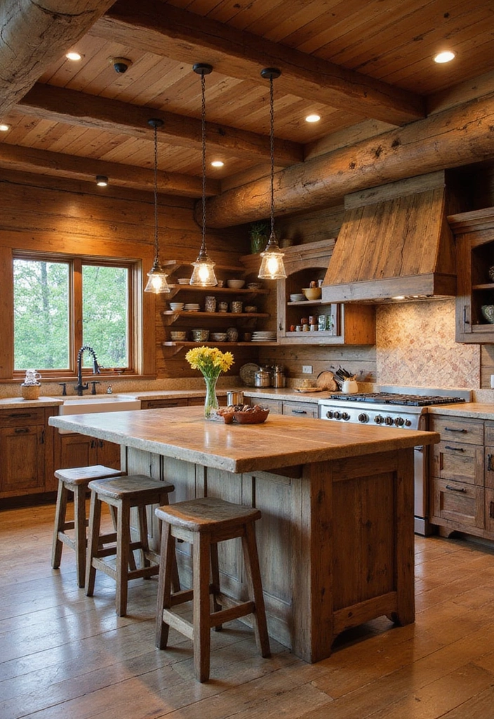 15 Log Home Interiors That'll Make You Want to Move In Immediately! - 7. Rustic Kitchen Designs