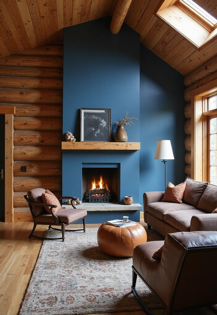 15 Log Home Interiors That'll Make You Want to Move In Immediately! - 13. Bold Accent Walls