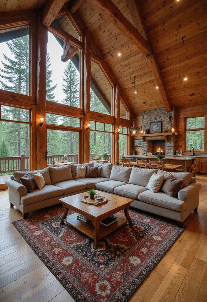 15 Log Home Interiors That'll Make You Want to Move In Immediately! - 1. Open Concept Living Spaces