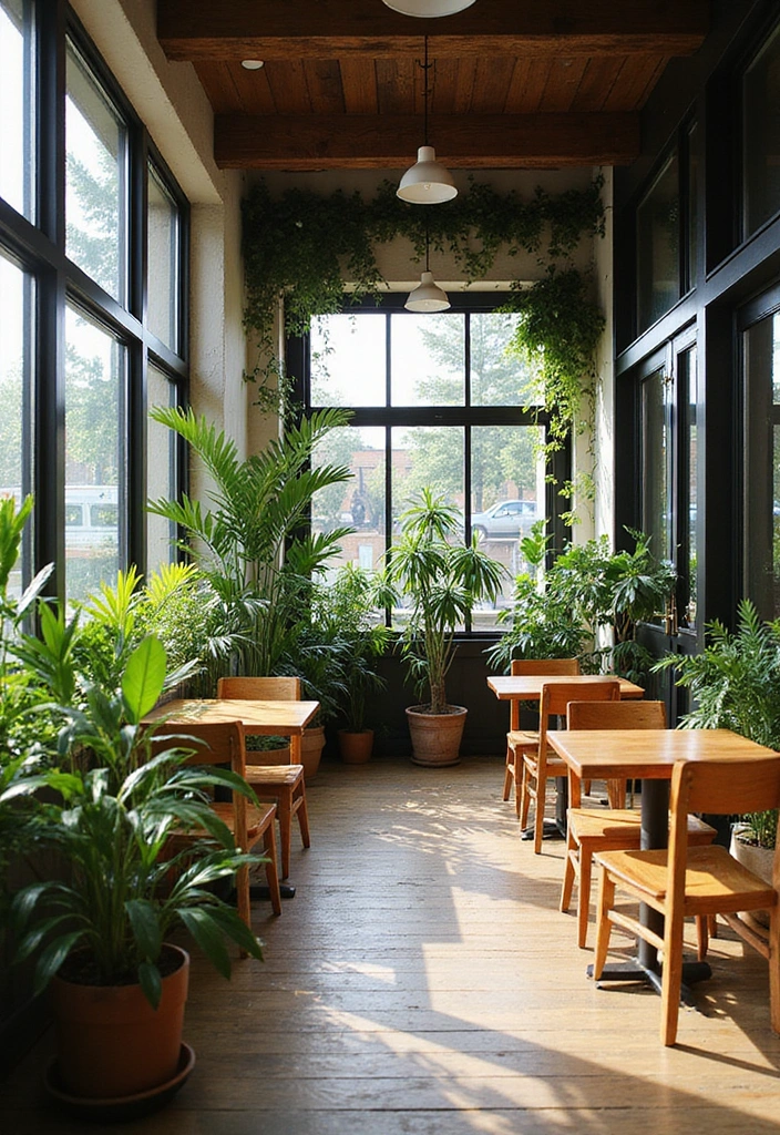 20 Modern and Rustic Cafe Interior Designs That Will Transform Your Space! - 14. Outdoor-Inspired Interiors