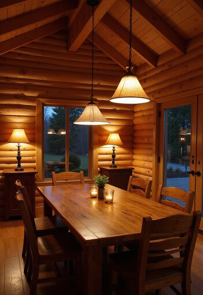 15 Log Home Interiors That'll Make You Want to Move In Immediately! - 6. Warm Lighting Choices
