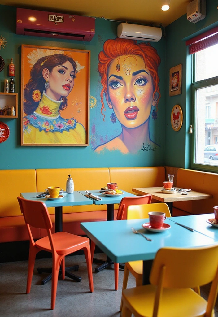20 Modern and Rustic Cafe Interior Designs That Will Transform Your Space! - 10. Colorful Accents