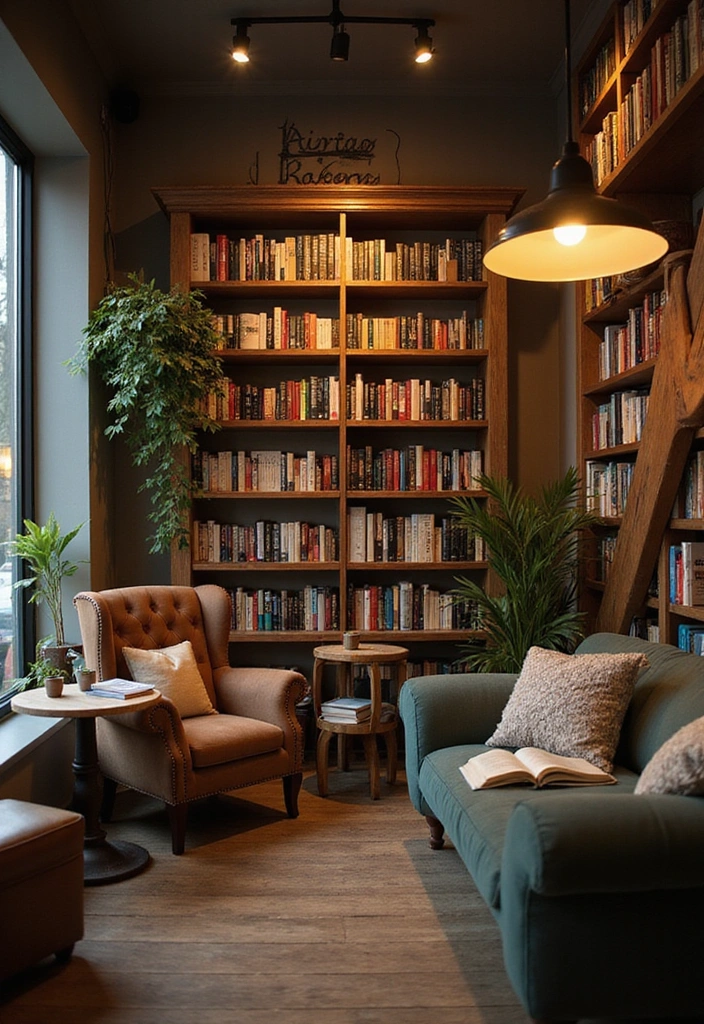 20 Modern and Rustic Cafe Interior Designs That Will Transform Your Space! - 18. Cozy Reading Spaces