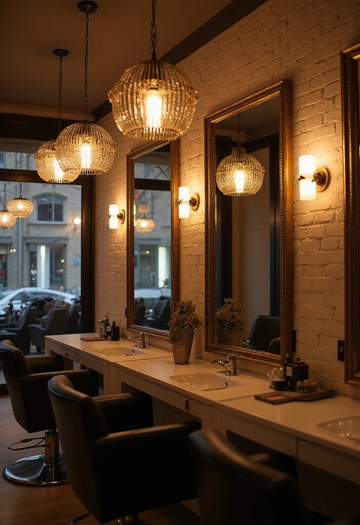 25 Stunning Salon Interior Design Ideas That Will Transform Your Space (You Won't Believe #17!) - 16. Statement Lighting